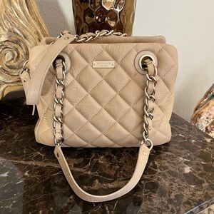 Kate Spade Quilted Tan Leather Handbag, Gold tone Hardware. Comes with Dustbag